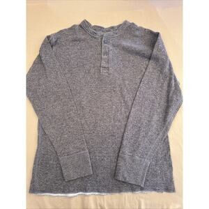 L.L. Bean Shirt Men L Blue River Drivers Henley Wool Blend Two Layer Outdoor